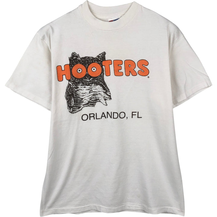90'S Hanes HOOTERS Advertising T-Shirt, Made in USA, Men's Size M (approx.), Vintage cotton white type Vintage Second Hand
