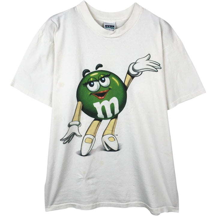 90'S CYRK M and M's advertising T-shirt, Made in USA, Men's size L equivalent, Vintage cotton white type Vintage Second Hand