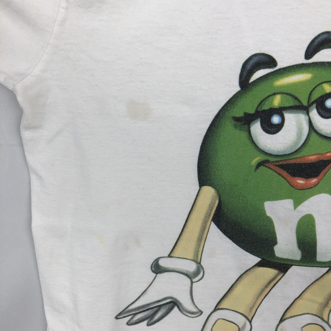 90'S CYRK M and M's advertising T-shirt, Made in USA, Men's size L equivalent, Vintage cotton white type Vintage Second Hand