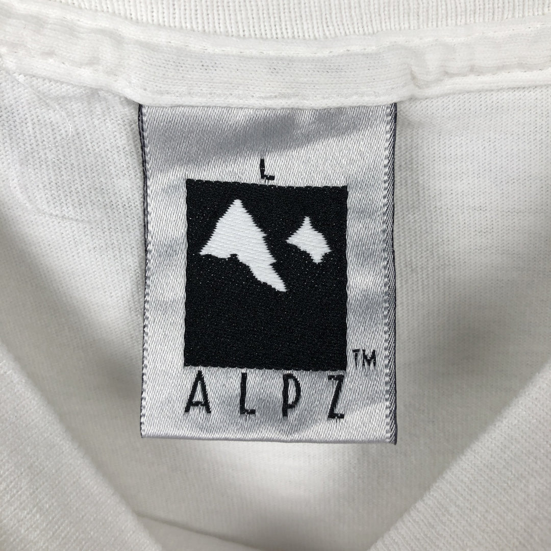90'S ALPS College T-shirt, Made in USA, Men's Size L (approx.), Vintage cotton white type Vintage Second Hand