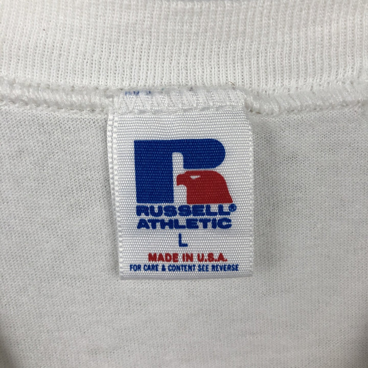 90'S Russell NFL Philadelphia Eagles Logo T-Shirt, Made in USA, Men's Size L (approx.), Vintage cotton white type Vintage Second Hand