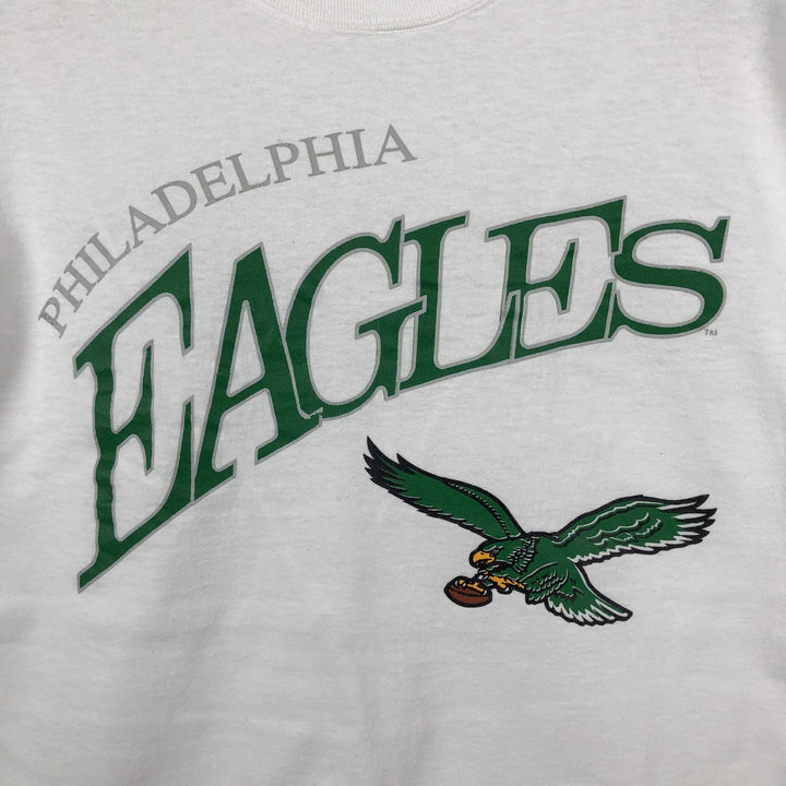 90'S Russell NFL Philadelphia Eagles Logo T-Shirt, Made in USA, Men's Size L (approx.), Vintage cotton white type Vintage Second Hand