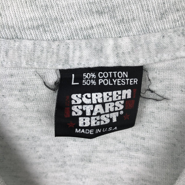 90'S SCREEN STARS College T-shirt, Made in USA, Men's L size, Vintage cotton gray type Vintage Second Hand