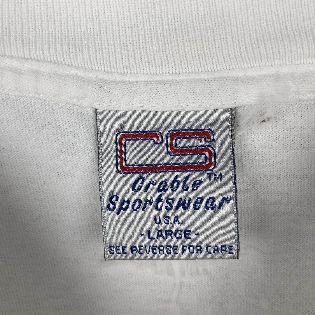 90'S CRABLE SPORTSWEAR NORTH CAROLINA University of North Carolina College T-shirt, Men's Size L (approx.), Vintage unclear white type Vintage Second Hand