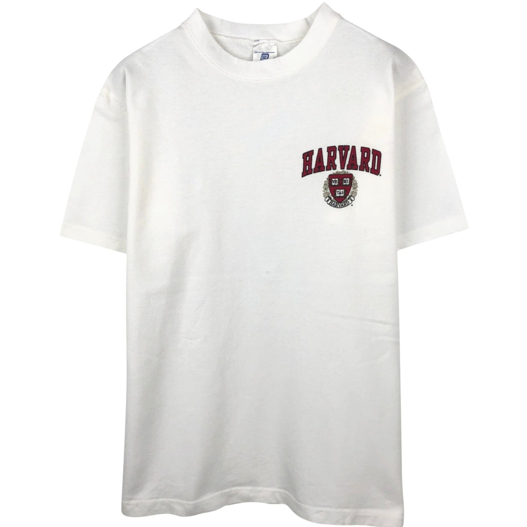 90'S BELTON HARVARD Harvard University Piqué College T-Shirt, Made in USA, Men's Size L (Equivalent), Vintage cotton white type Vintage Second Hand