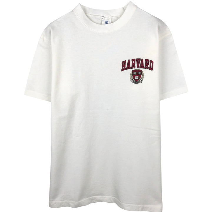90'S BELTON HARVARD Harvard University Piqué College T-Shirt, Made in USA, Men's Size L (Equivalent), Vintage cotton white type Vintage Second Hand