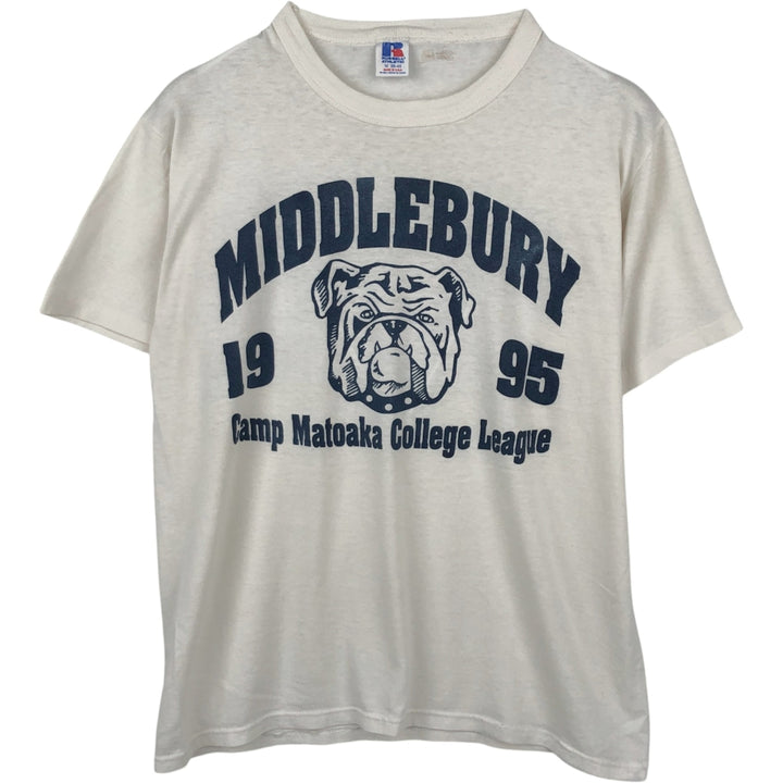 90'S Russell College T-shirt, Made in USA, Men's Size M (approx.), Vintage polyester white type Vintage Second Hand