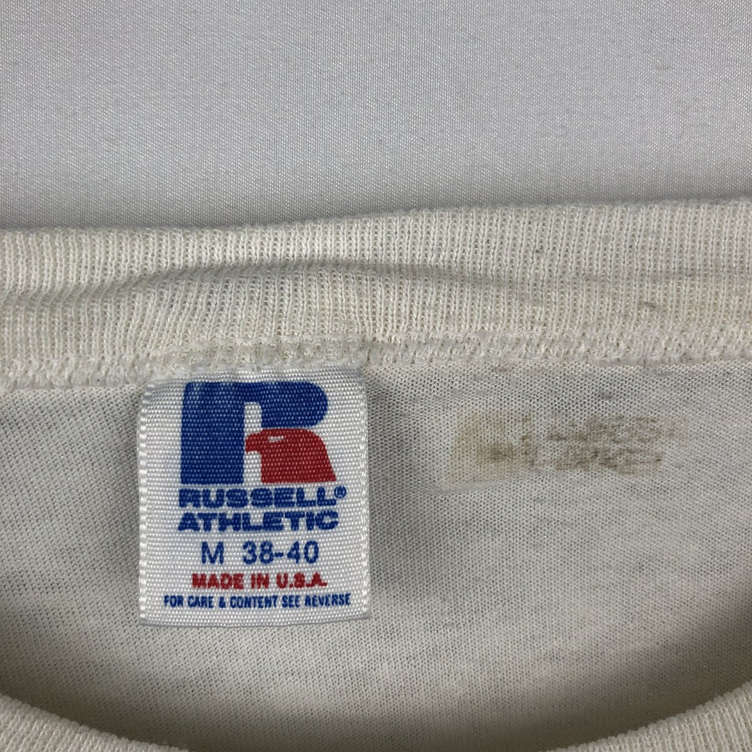 90'S Russell College T-shirt, Made in USA, Men's Size M (approx.), Vintage polyester white type Vintage Second Hand