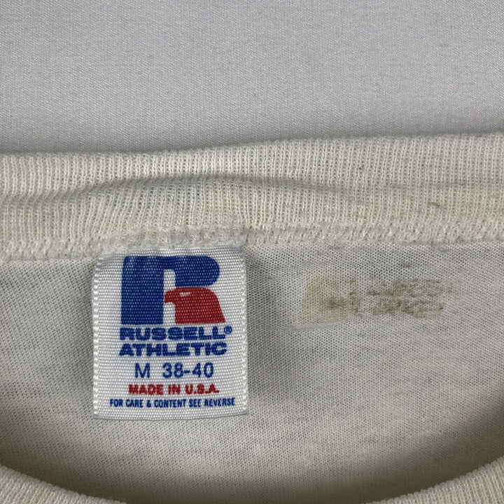 90'S Russell College T-shirt, Made in USA, Men's Size M (approx.), Vintage polyester white type Vintage Second Hand