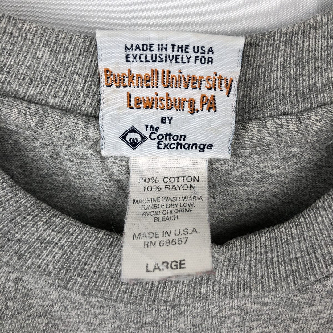90'S BUCKNELL UNIVERSITY BOOKSTORE College T-shirt, Made in USA, Men's Size L (approx.), Vintage cotton gray type Vintage Second Hand