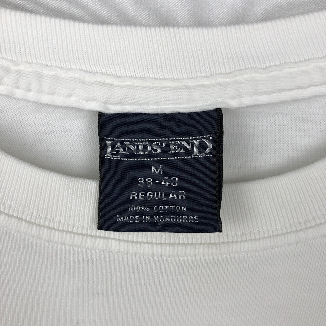 80s-90'S Lands' End Stars and Stripes Print Short-Sleeve T-Shirt, Men's Size M (approx.), Vintage cotton white type Vintage Second Hand