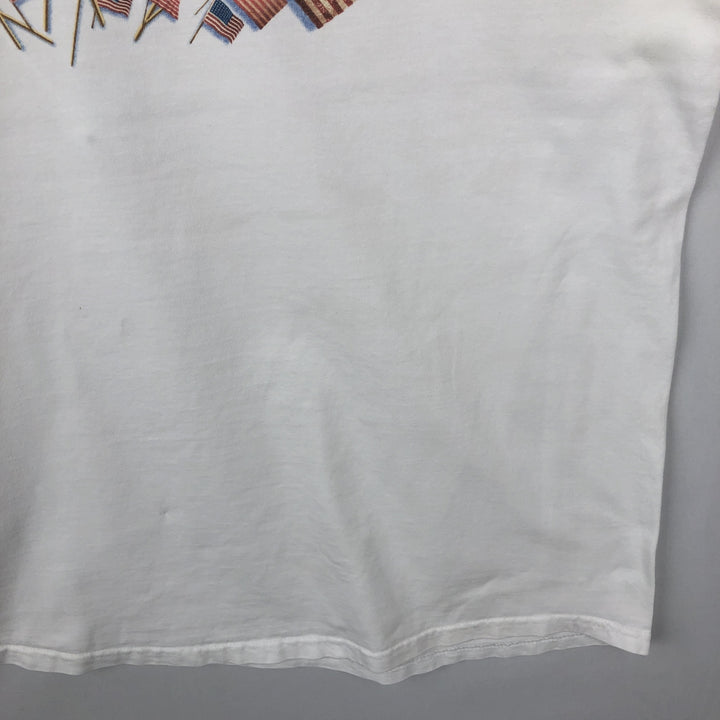 80s-90'S Lands' End Stars and Stripes Print Short-Sleeve T-Shirt, Men's Size M (approx.), Vintage cotton white type Vintage Second Hand