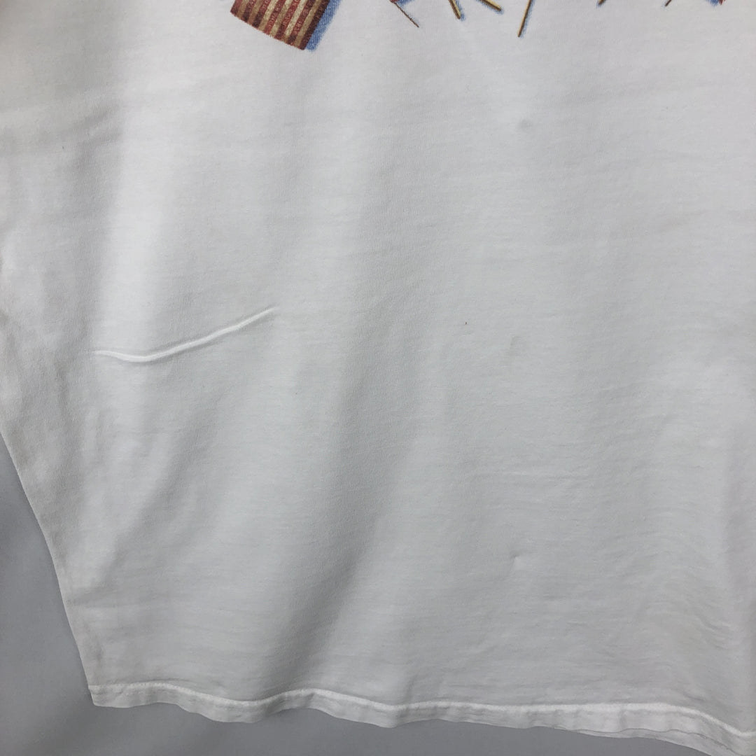 80s-90'S Lands' End Stars and Stripes Print Short-Sleeve T-Shirt, Men's Size M (approx.), Vintage cotton white type Vintage Second Hand