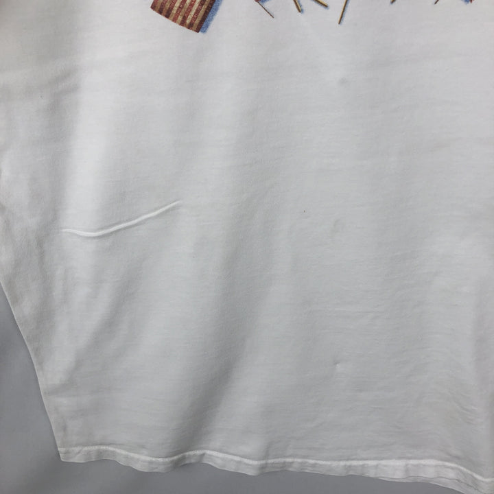 80s-90'S Lands' End Stars and Stripes Print Short-Sleeve T-Shirt, Men's Size M (approx.), Vintage cotton white type Vintage Second Hand