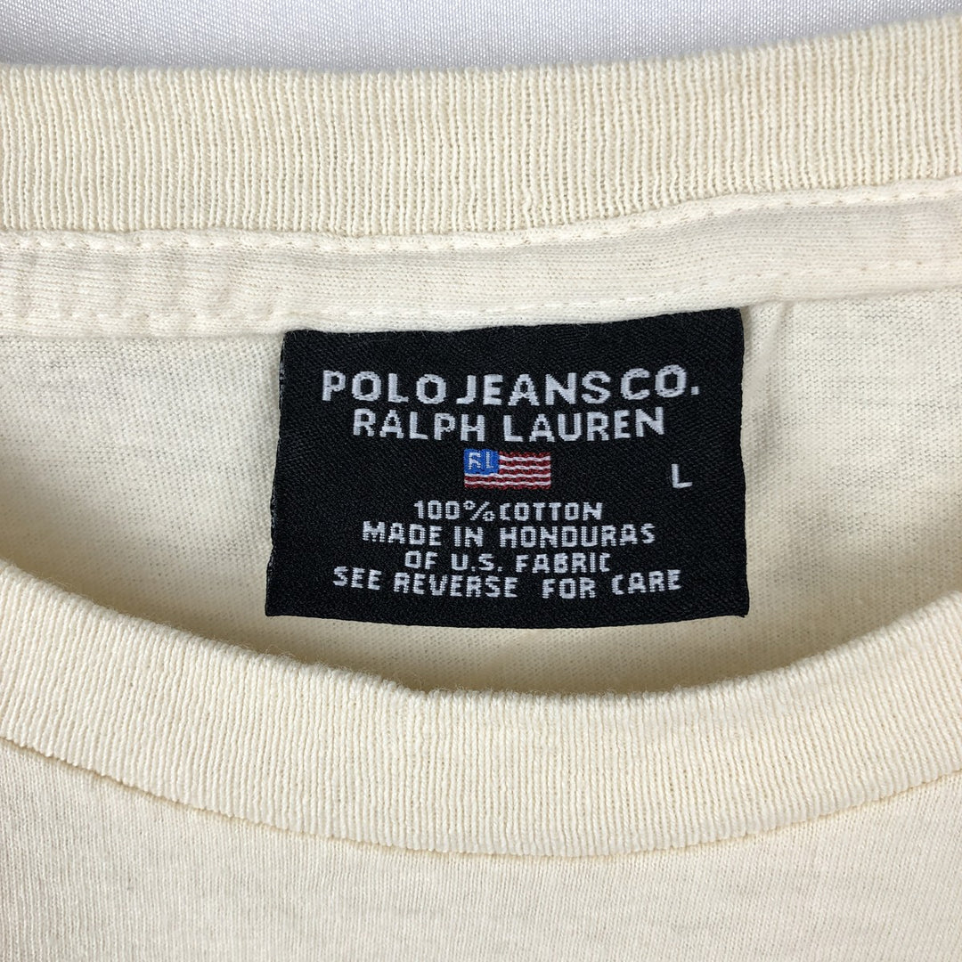 2000'S Ralph Lauren POLO JEANS COMPANY Short-Sleeve T-Shirt with One-Point Logo, Men's Size L (approx.) cotton yellow type Vintage Second Hand