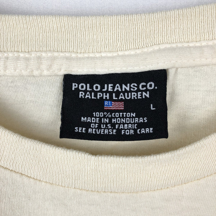 2000'S Ralph Lauren POLO JEANS COMPANY Short-Sleeve T-Shirt with One-Point Logo, Men's Size L (approx.) cotton yellow type Vintage Second Hand