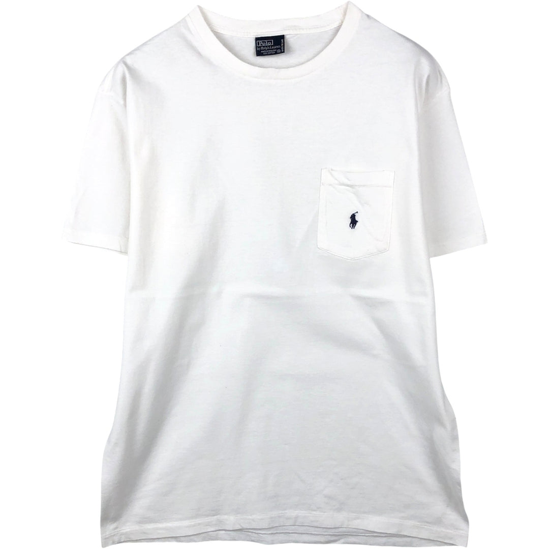 Ralph Lauren POLO by Ralph Lauren Short Sleeve One Point Logo Pocket T-Shirt Men's M cotton white type Vintage Second Hand