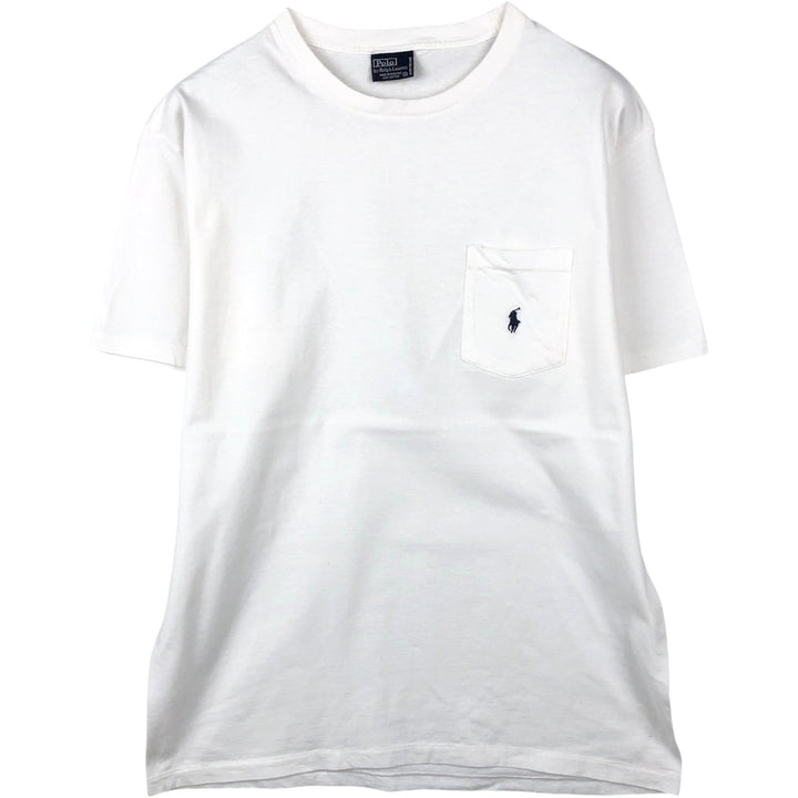 Ralph Lauren POLO by Ralph Lauren Short Sleeve One Point Logo Pocket T-Shirt Men's M cotton white type Vintage Second Hand