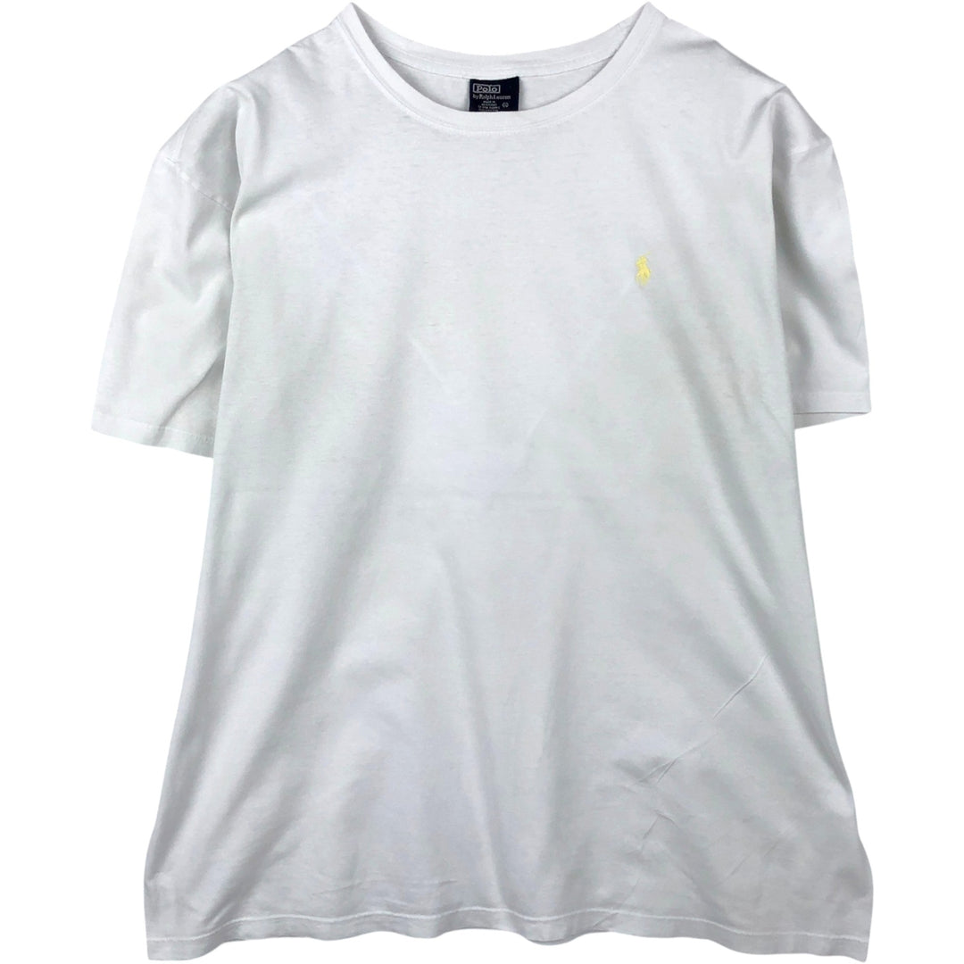 Ralph Lauren POLO by Ralph Lauren Short-Sleeve T-Shirt with One-Point Logo, Men's Size XL (approx.) cotton white type Vintage Second Hand