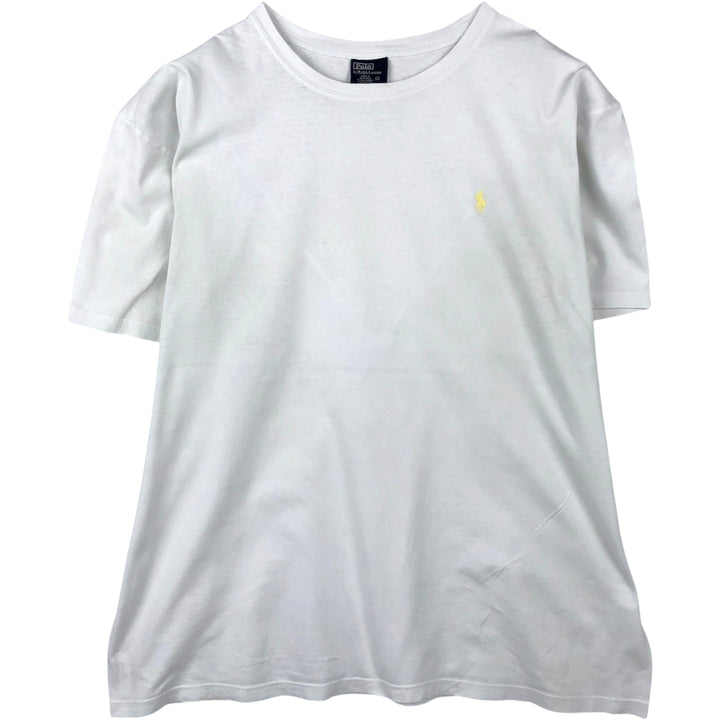 Ralph Lauren POLO by Ralph Lauren Short-Sleeve T-Shirt with One-Point Logo, Men's Size XL (approx.) cotton white type Vintage Second Hand