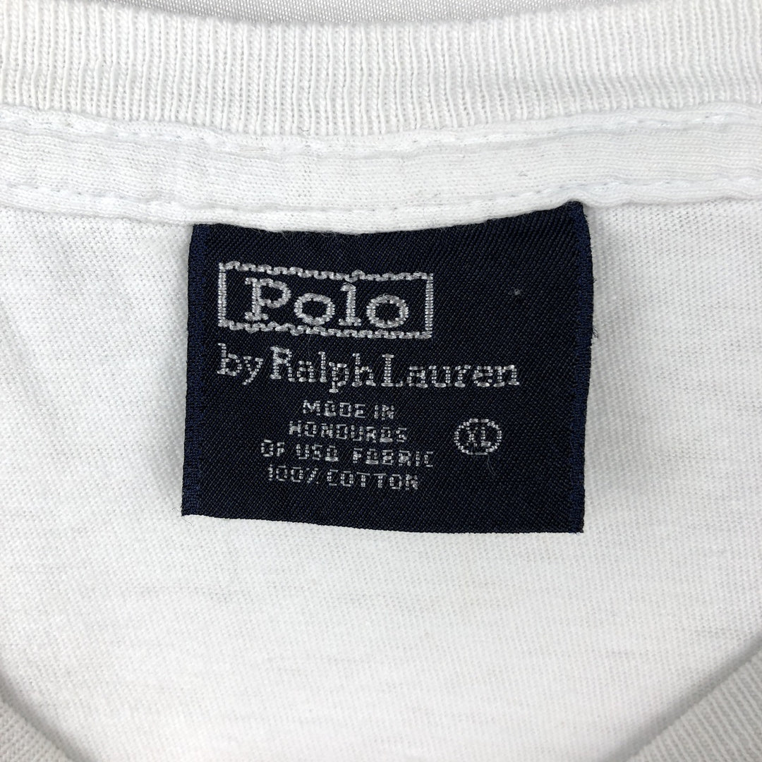 Ralph Lauren POLO by Ralph Lauren Short-Sleeve T-Shirt with One-Point Logo, Men's Size XL (approx.) cotton white type Vintage Second Hand