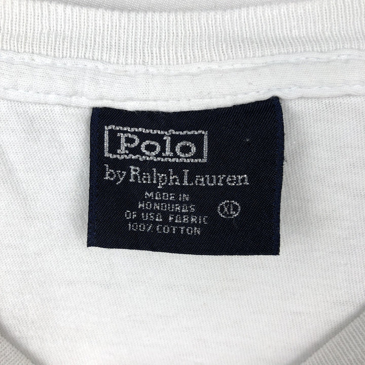 Ralph Lauren POLO by Ralph Lauren Short-Sleeve T-Shirt with One-Point Logo, Men's Size XL (approx.) cotton white type Vintage Second Hand