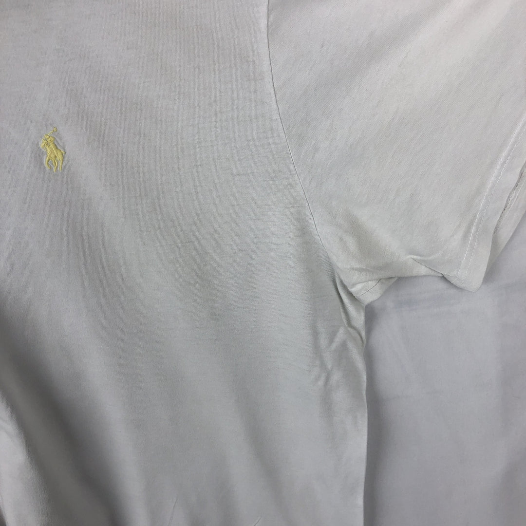 Ralph Lauren POLO by Ralph Lauren Short-Sleeve T-Shirt with One-Point Logo, Men's Size XL (approx.) cotton white type Vintage Second Hand