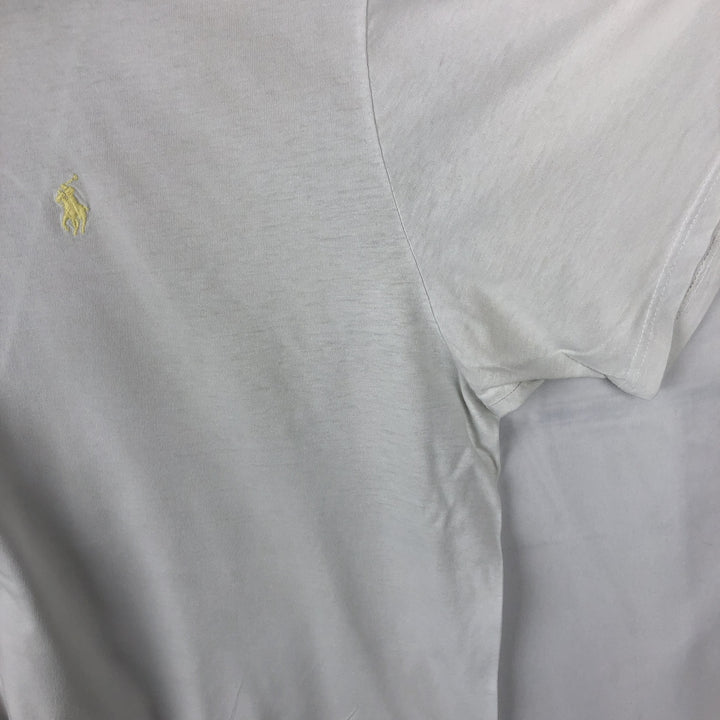 Ralph Lauren POLO by Ralph Lauren Short-Sleeve T-Shirt with One-Point Logo, Men's Size XL (approx.) cotton white type Vintage Second Hand