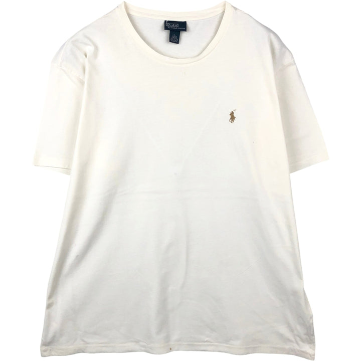 Ralph Lauren POLO by Ralph Lauren Short-Sleeve T-Shirt with One-Point Logo, Men's Size XL (approx.) cotton unbleached Vintage Second Hand