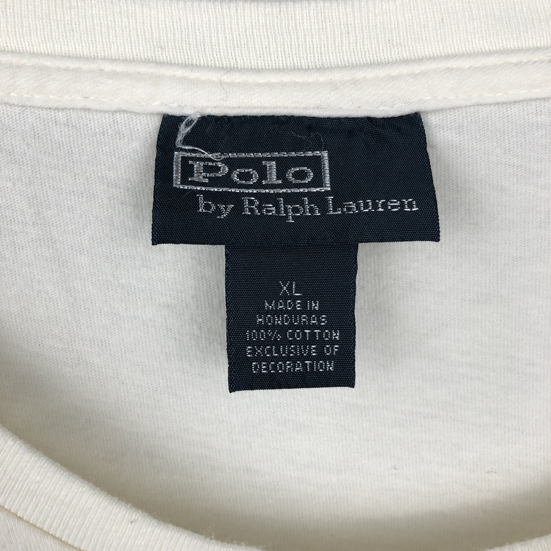 Ralph Lauren POLO by Ralph Lauren Short-Sleeve T-Shirt with One-Point Logo, Men's Size XL (approx.) cotton unbleached Vintage Second Hand