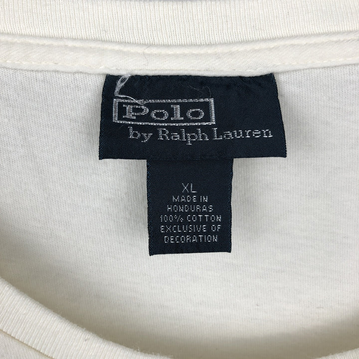 Ralph Lauren POLO by Ralph Lauren Short-Sleeve T-Shirt with One-Point Logo, Men's Size XL (approx.) cotton unbleached Vintage Second Hand