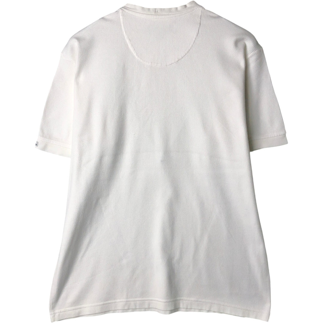 Ralph Lauren CHAPS Ribbed Short-Sleeve V-Neck T-Shirt, Men's Size S (approx.) cotton white type Vintage Second Hand
