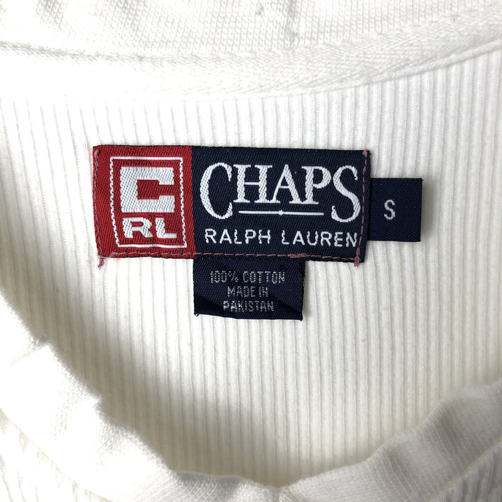 Ralph Lauren CHAPS Ribbed Short-Sleeve V-Neck T-Shirt, Men's Size S (approx.) cotton white type Vintage Second Hand