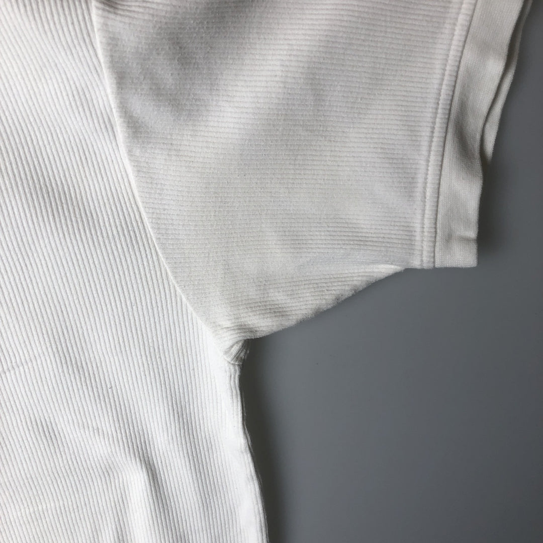 Ralph Lauren CHAPS Ribbed Short-Sleeve V-Neck T-Shirt, Men's Size S (approx.) cotton white type Vintage Second Hand