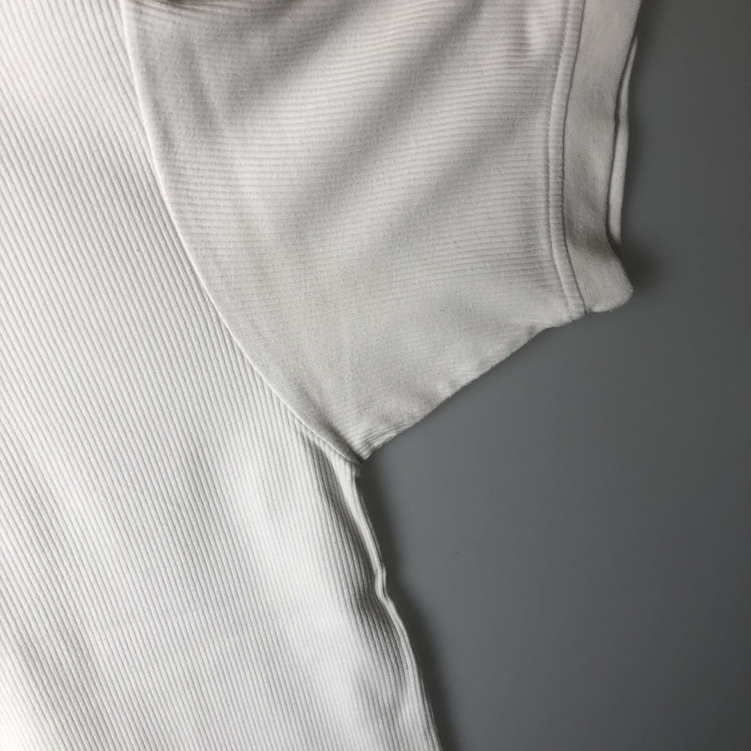 Ralph Lauren CHAPS Ribbed Short-Sleeve V-Neck T-Shirt, Men's Size S (approx.) cotton white type Vintage Second Hand