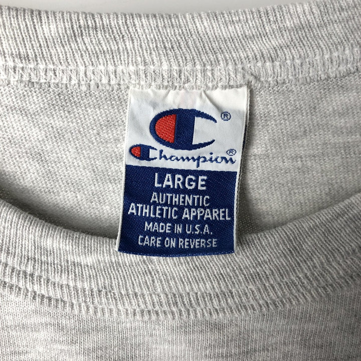 90'S Champion Authentic Athletic Apparel Triple Print College T-Shirt, Made in USA, Men's Size L (Equivalent), Vintage cotton gray type Vintage Second Hand