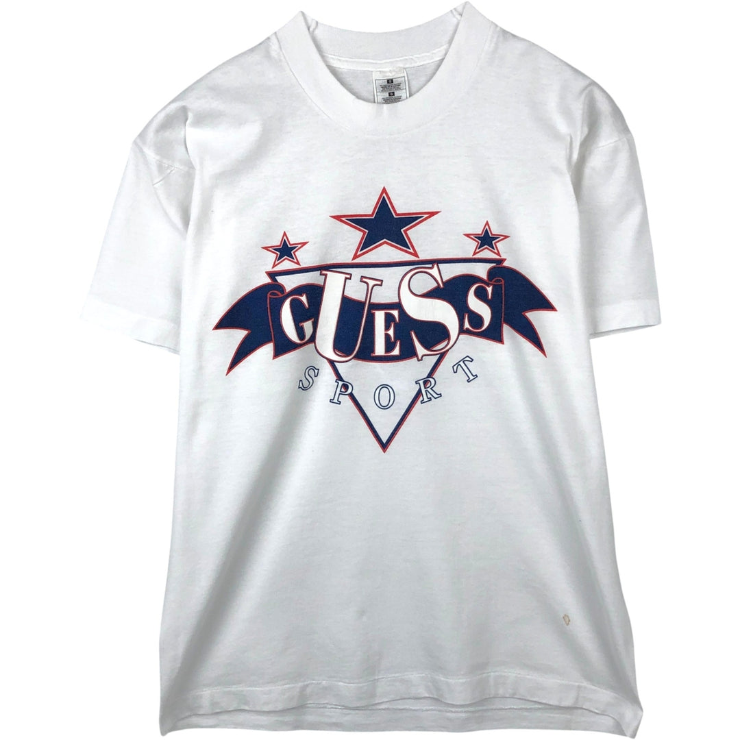~90'S Guess Short-Sleeve Printed T-Shirt, Men's Size L (Equivalent), Vintage cotton white type Vintage Second Hand