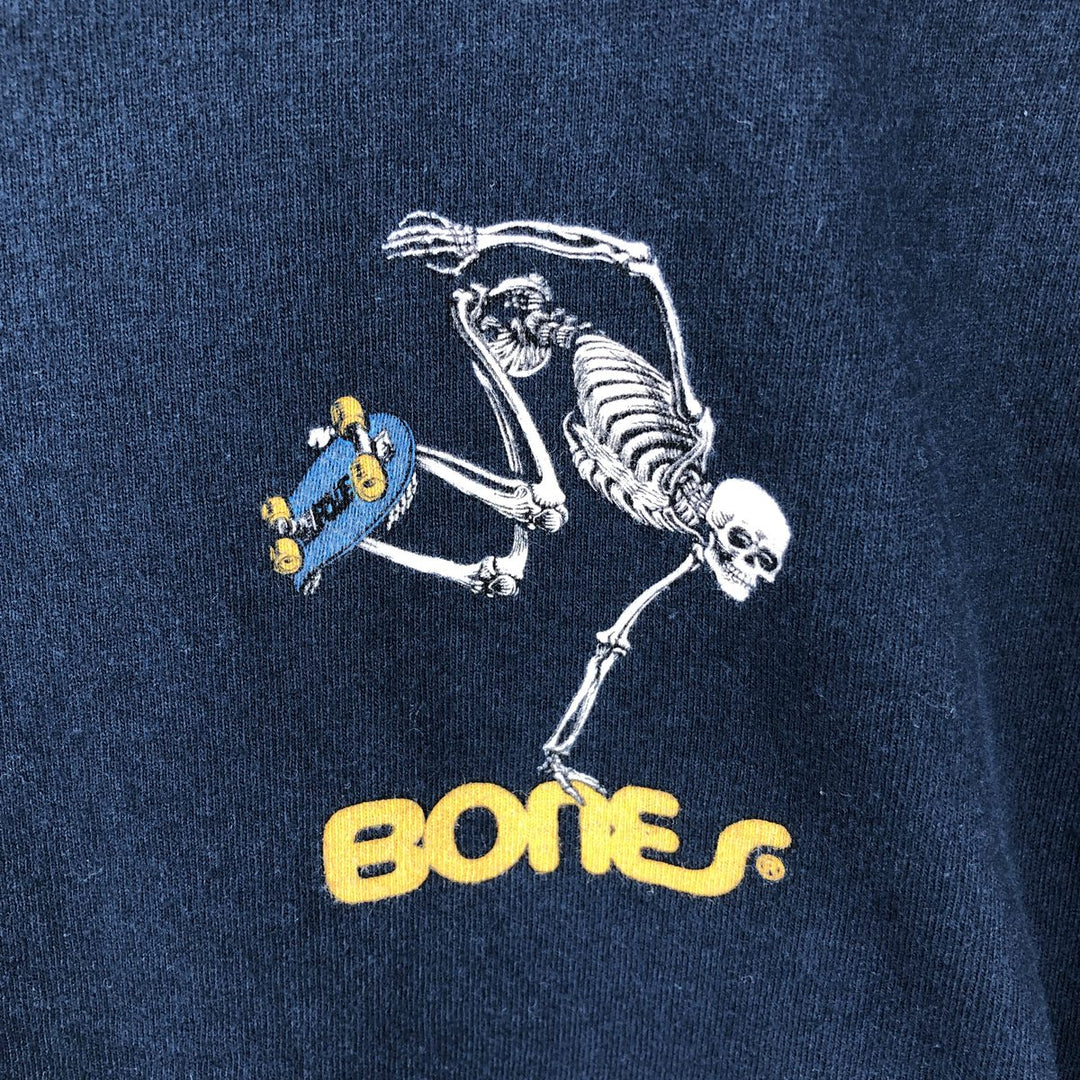 POWELL PERALTA Skull Pattern Surf Skate T-Shirt (Men's Size L) cotton navy blue type Vintage Second Hand