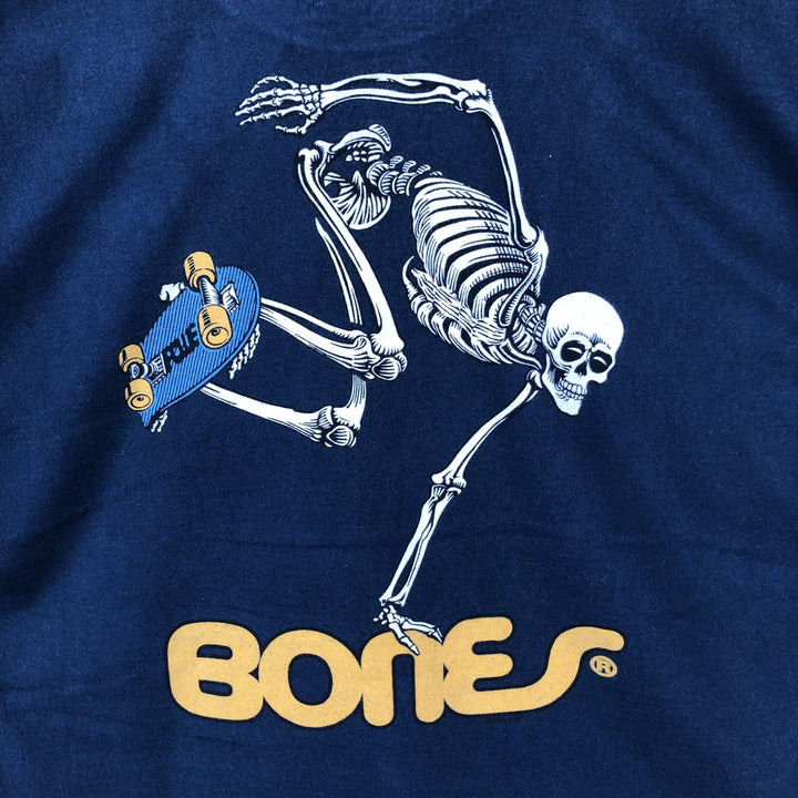POWELL PERALTA Skull Pattern Surf Skate T-Shirt (Men's Size L) cotton navy blue type Vintage Second Hand