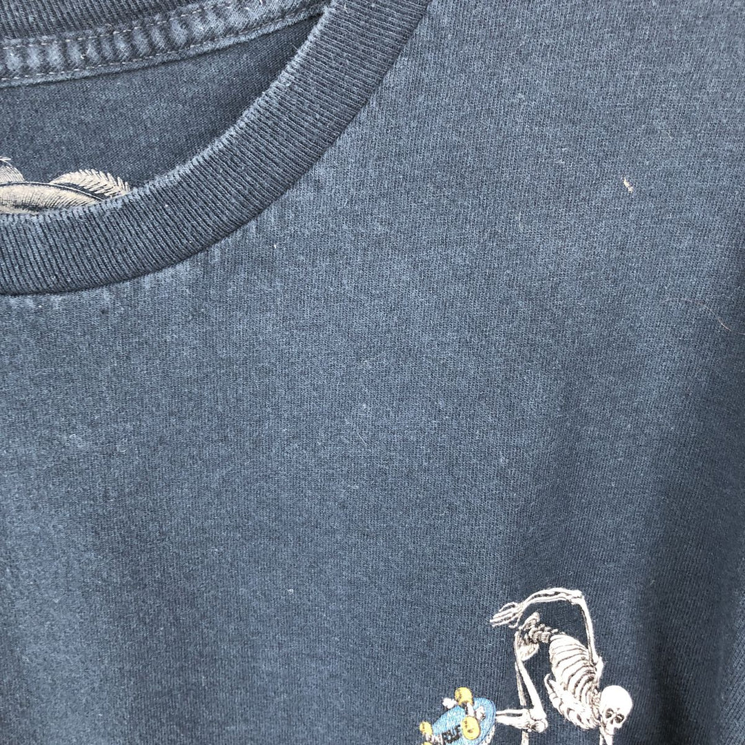 POWELL PERALTA Skull Pattern Surf Skate T-Shirt (Men's Size L) cotton navy blue type Vintage Second Hand