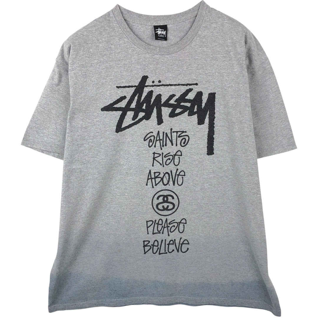 STUSSY surf skate T-shirt for men, size XL cotton gray type Vintage Second Hand