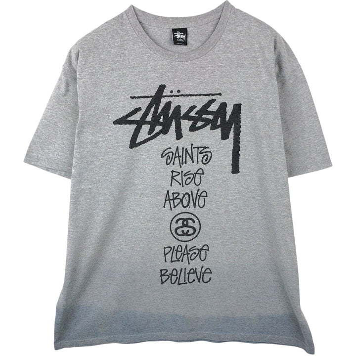 STUSSY surf skate T-shirt for men, size XL cotton gray type Vintage Second Hand