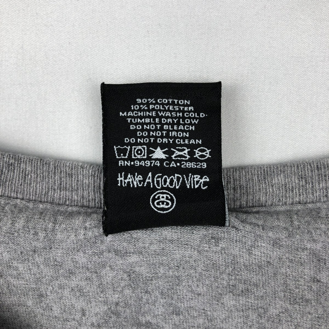 STUSSY surf skate T-shirt for men, size XL cotton gray type Vintage Second Hand