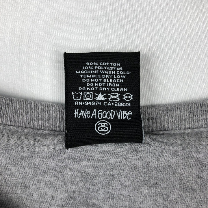 STUSSY surf skate T-shirt for men, size XL cotton gray type Vintage Second Hand
