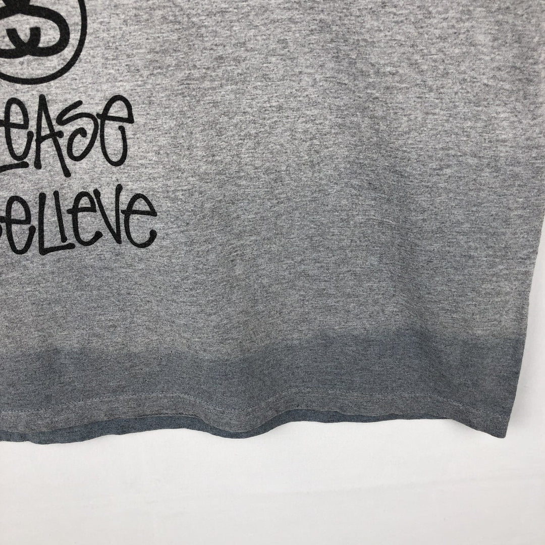 STUSSY surf skate T-shirt for men, size XL cotton gray type Vintage Second Hand