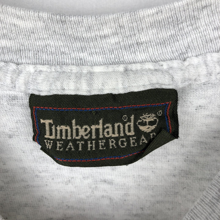 90s-00'S Timberland WEATHERGEAR Short-Sleeve Logo T-Shirt, Made in USA, Men's Size XL (approx.) cotton gray type Vintage Second Hand