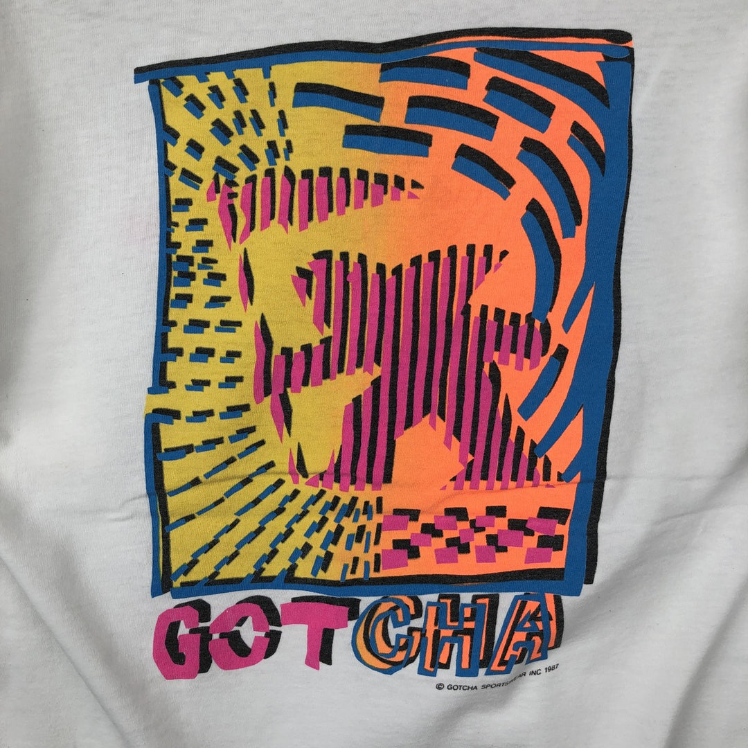 90'S GOTCHA surf/skate t-shirt, made in USA, men's size L (approx.) cotton white type Vintage Second Hand