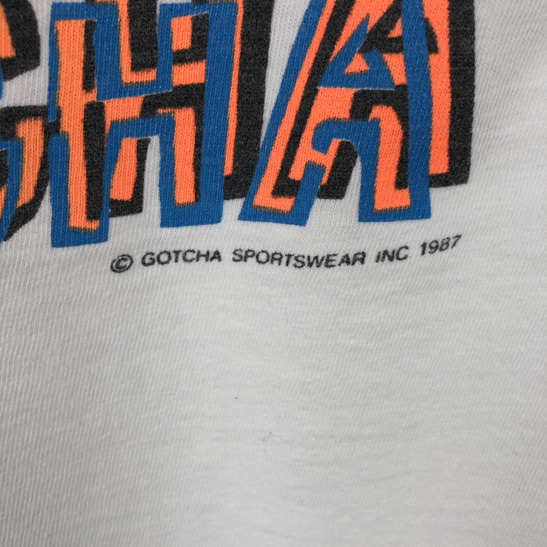 90'S GOTCHA surf/skate t-shirt, made in USA, men's size L (approx.) cotton white type Vintage Second Hand