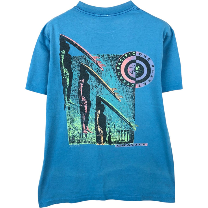 80s-90'S Ocean Pacific surf/skate t-shirt, made in USA, men's size M equivalent, vintage. cotton Blue type light blue Vintage Second Hand