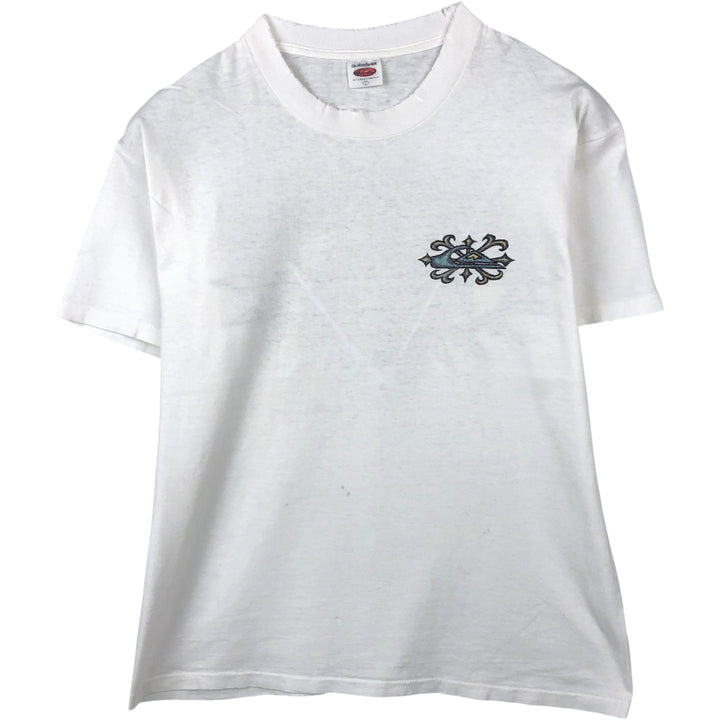90'S Quiksilver Back Logo Surf Skate T-Shirt, Made in USA, Men's Size L (Equivalent), Vintage cotton white type Vintage Second Hand